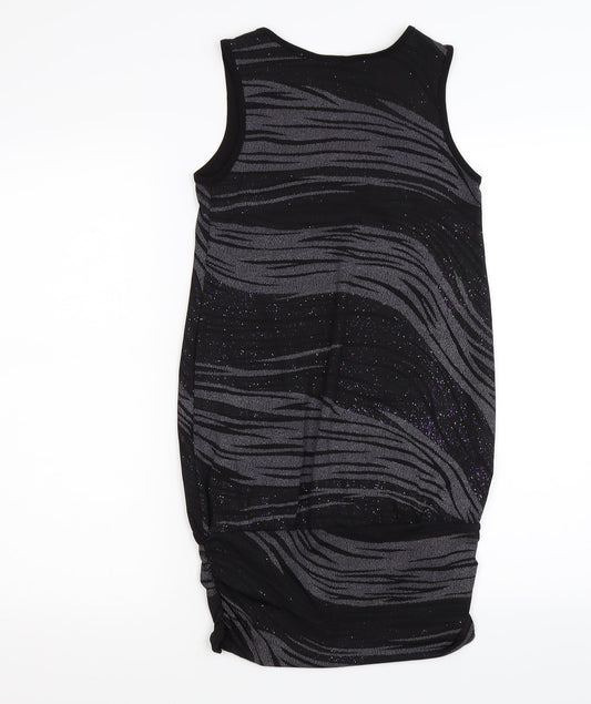 Dorothy Perkins Womens Grey Striped Tunic T-Shirt Size 8