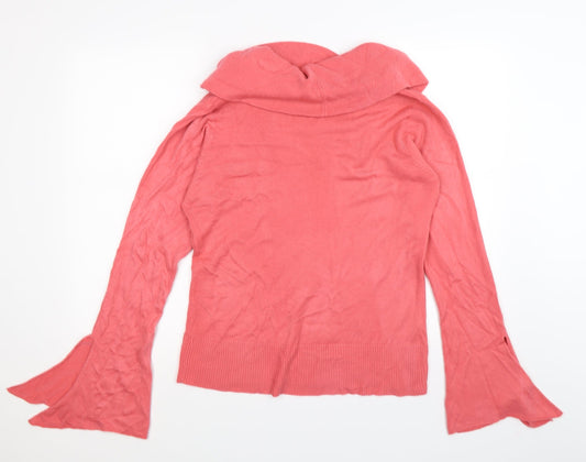 Wallis Womens Pink Knit Pullover Jumper Size 16 - bell sleeves