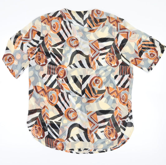 SENSATIONS Womens Ivory Floral Basic Button-Up Size 10