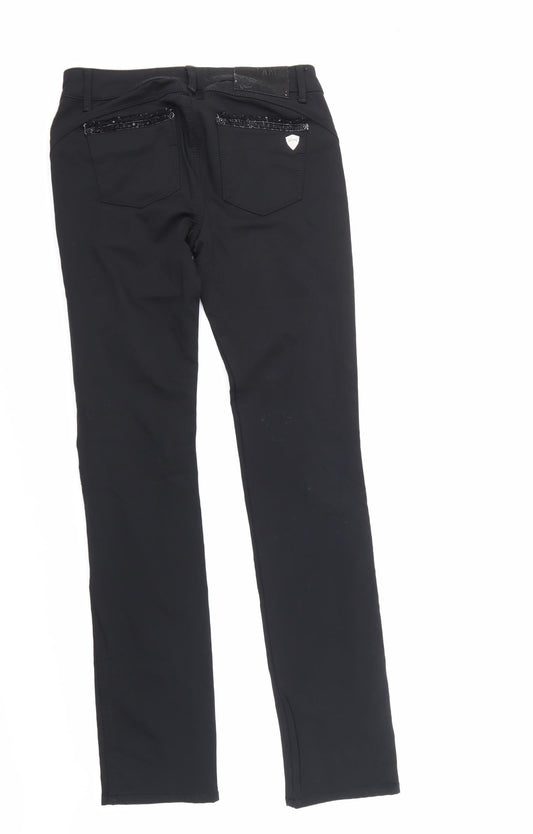 AMN Womens Black Trousers Size 8 L32 in