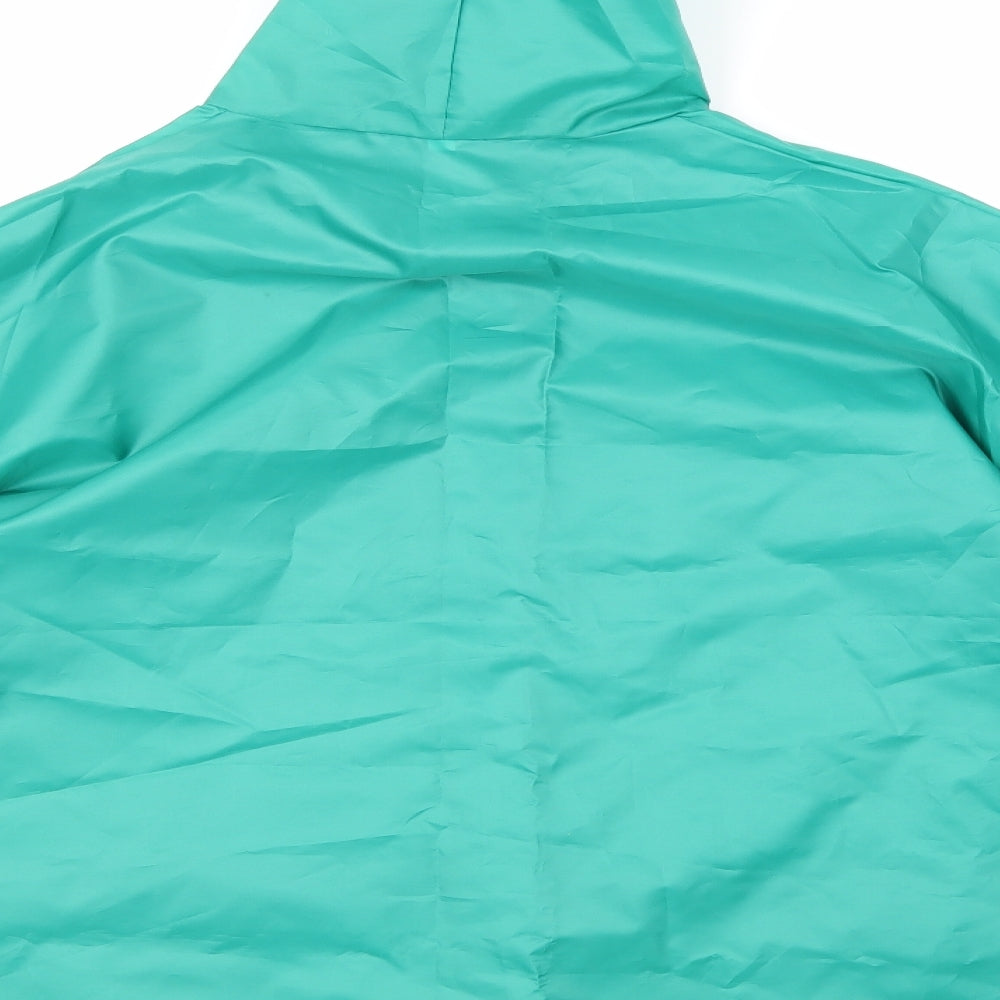 Brand and care label for Preworn men’s green rain coat coat, size M