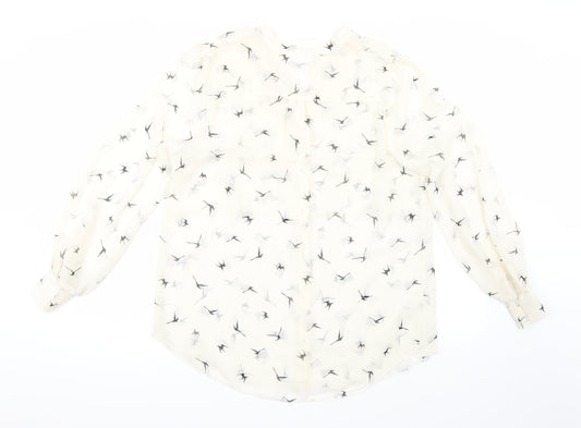 Wallis Womens White Animal Print Basic Button-Up Size M