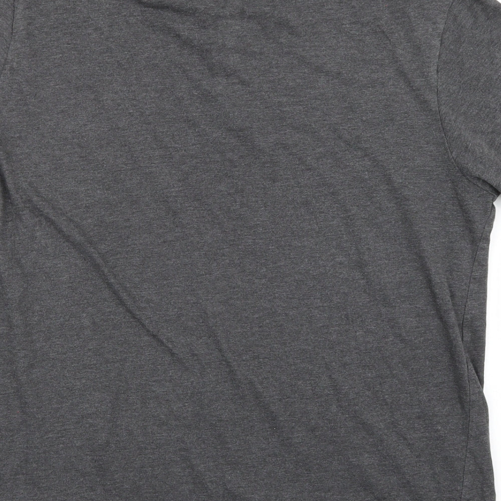 Brand and care label for Studio men’s grey polo, size L