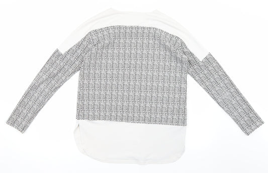 Izabel Womens White Geometric Pullover Jumper Size 12