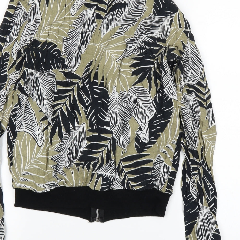 Brand and care label for Nobody women’s brown floral bomber jacket jacket, size UK 6