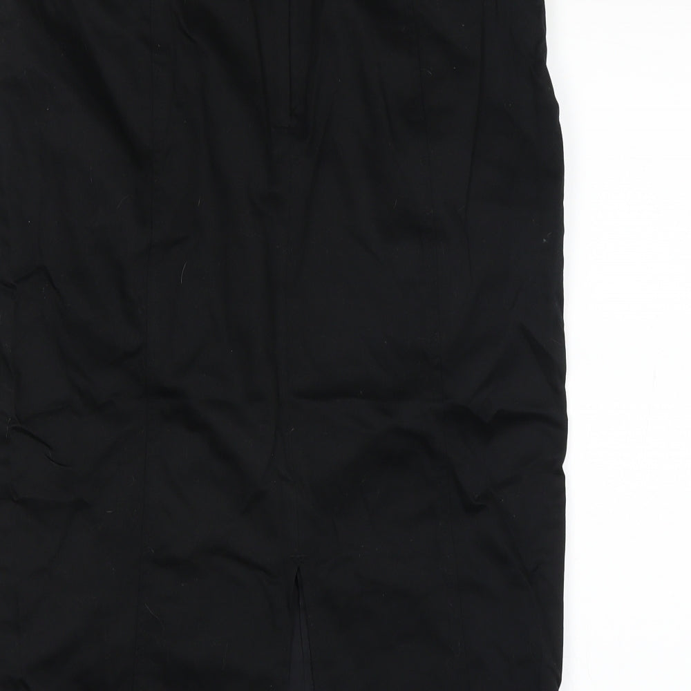 Brand and care label for label women’s black a-line skirt, size UK 12