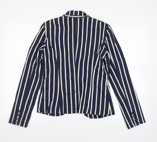 NEXT Womens Blue Striped Jacket Size 8