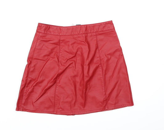 FOREVER 21 Womens Red A-Line Skirt Size S