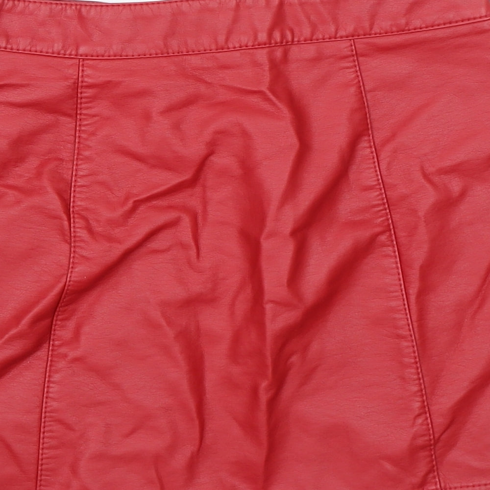 Brand and care label for Forever 21 women’s red a-line skirt, size S