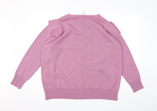 CAPSULE Womens Purple Knit Pullover Jumper Size 18 - Frill Detail