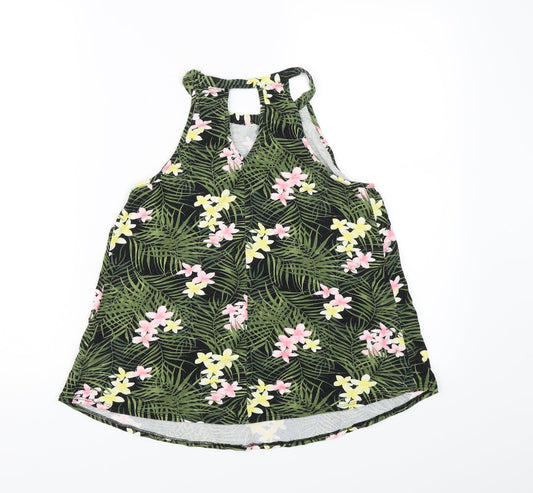 Dorothy Perkins Womens Green Floral Basic Tank Size 10