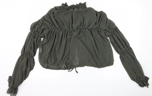PRETTYLITTLETHING Womens Green Basic Blouse Size 12
