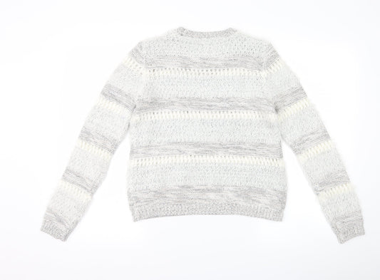F&F Womens Grey Striped Pullover Jumper Size 8