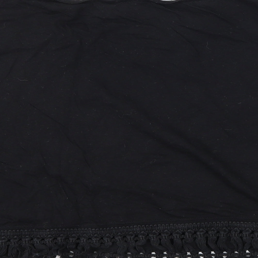 New Look Girls Black Cropped T-Shirt Size 12-13 Years - slogan