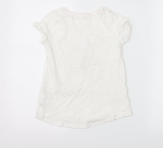 H&M Girls White Basic T-Shirt Size 9-10 Years - Butterflies