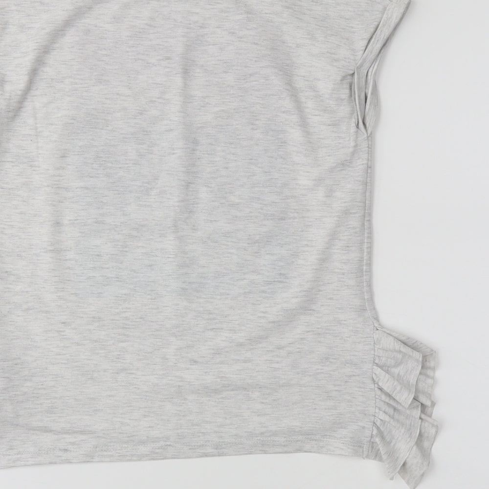Brand and care label for I love girls’ wear girls grey basic t-shirt, size 9, years