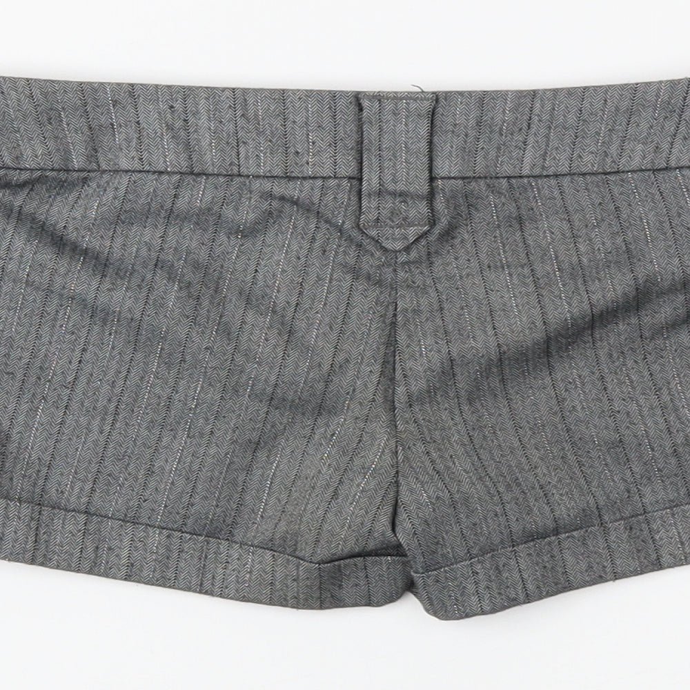 Brand and care label for New Look girls’ grey pinstripe sailor shorts, size 9, years