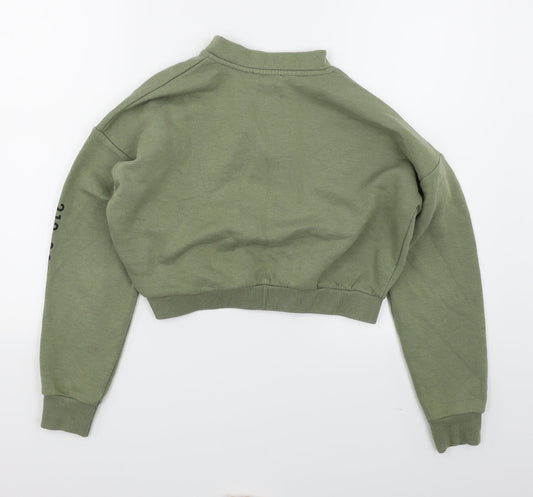 915 Girls Green Pullover Sweatshirt Size 12-13 Years - Cropped