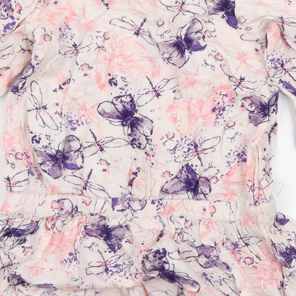 Brand and care label for Asda George girls’ pink animal print fit & flare, size 2-3, years