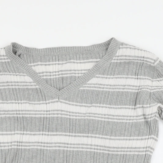 Papaya Womens Grey Striped Pullover Jumper Size 14
