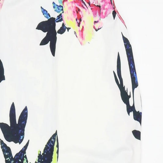 Preworn Womens White Floral Pencil Dress Size 8