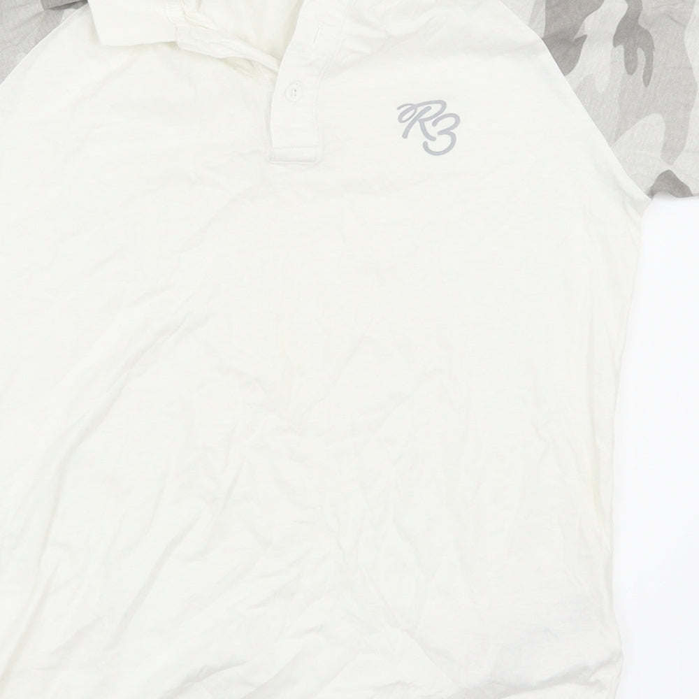 Brand and care label for Ripstop boys’ white basic t-shirt, size XL
