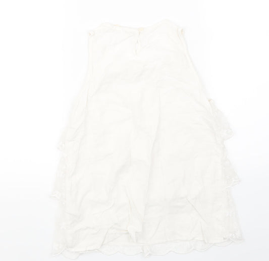 H&M Girls White Floral Lace Basic T-Shirt Size 11-12 Years