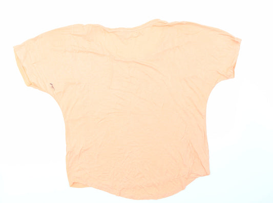 Papaya Womens Orange Basic T-Shirt Size 12