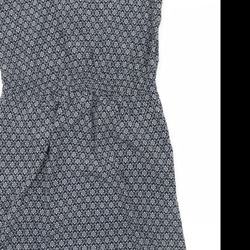 Brand and care label for Papaya women’s blue geometric shirt dress, size UK 14, - lace detail
