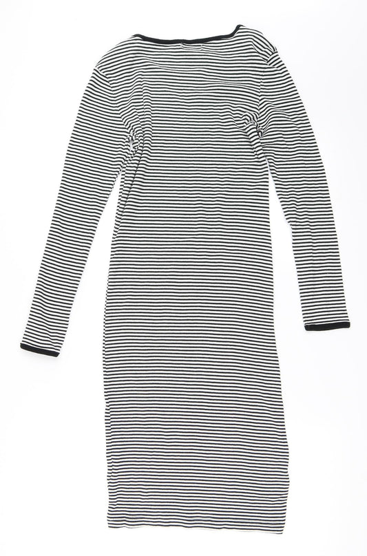 Brave Soul Womens White Striped Bodycon Size S