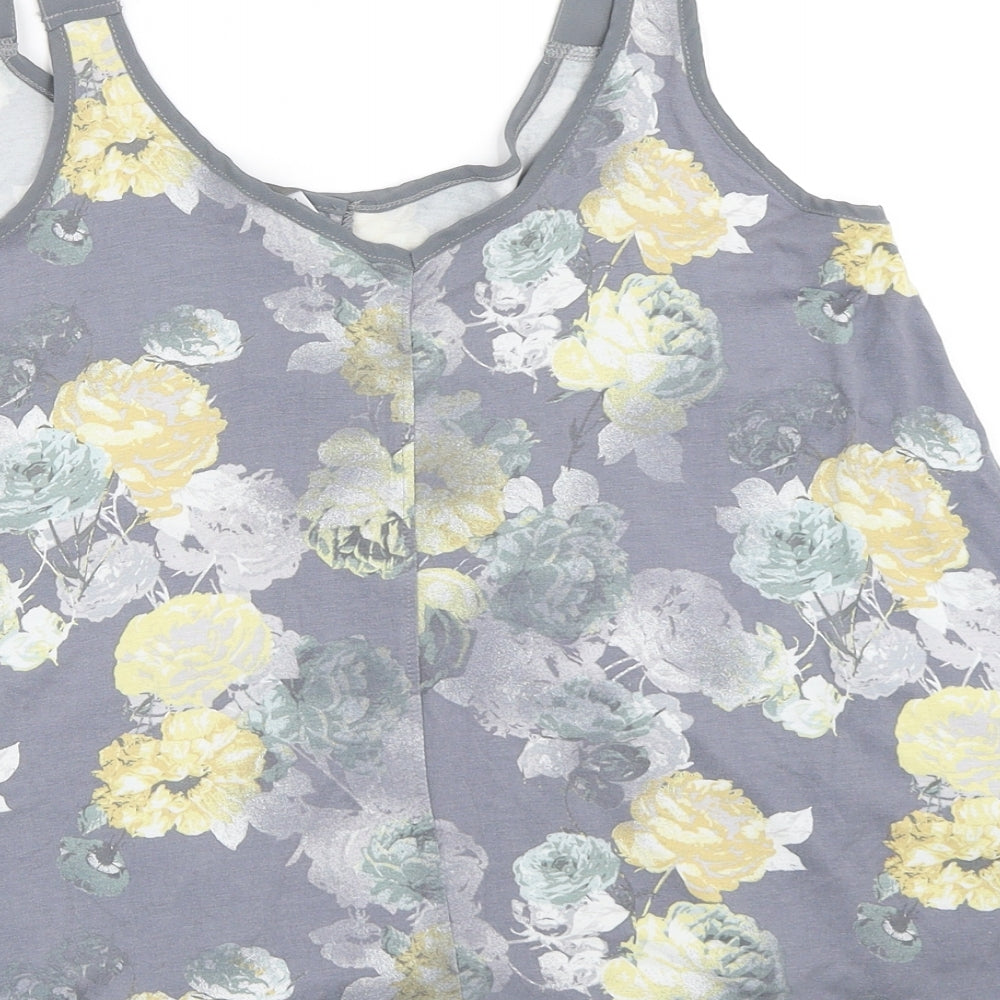 Brand and care label for Next women’s grey floral basic tank, size UK 12