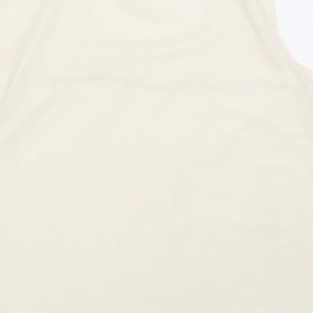 Brand and care label for Dorothy Perkins women’s ivory basic blouse, size UK 12