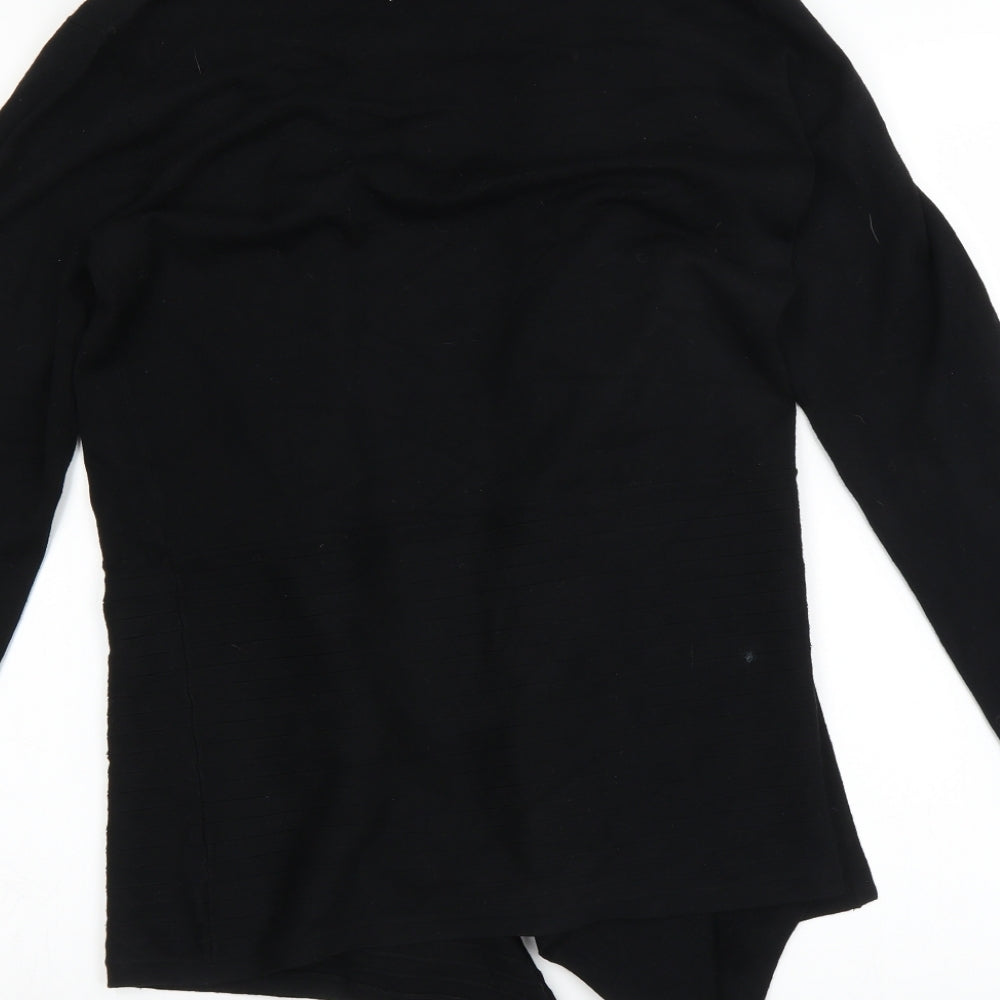 Brand and care label for Modern Soul women’s black cardigan jumper, size S, - waterfall cardigan