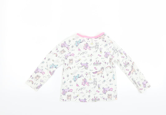 George Girls White Basic T-Shirt Size 2-3 Years - UNICORN