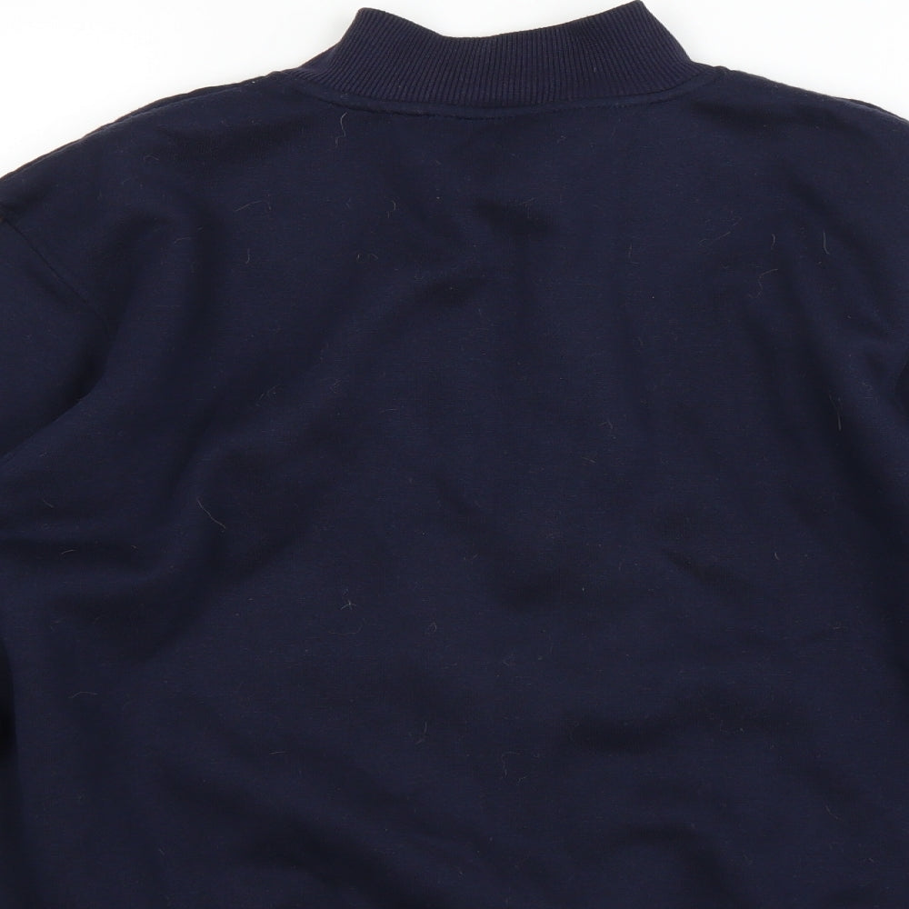 Brand and care label for LA Gear women’s blue full zip sweatshirt, size UK 16