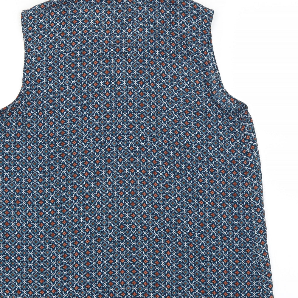 Brand and care label for TU women’s blue floral basic blouse, size UK 8