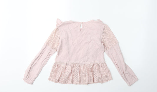 NEXT Girls Pink Basic Blouse Size 8 Years