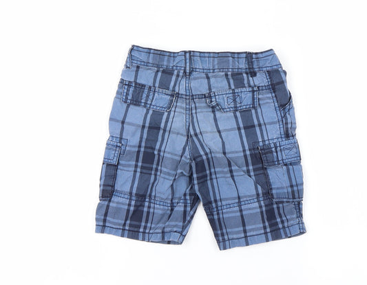 Preworn Boys Blue Check Cargo Shorts Size 4-5 Years