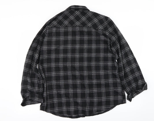 Abollria Mens Black Check Button-Up Size XL