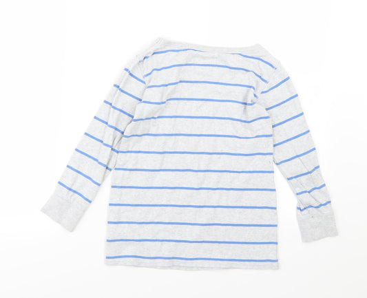 NEXT Girls Grey Striped Jersey Pullover Sweatshirt Size 8 Years - Hey