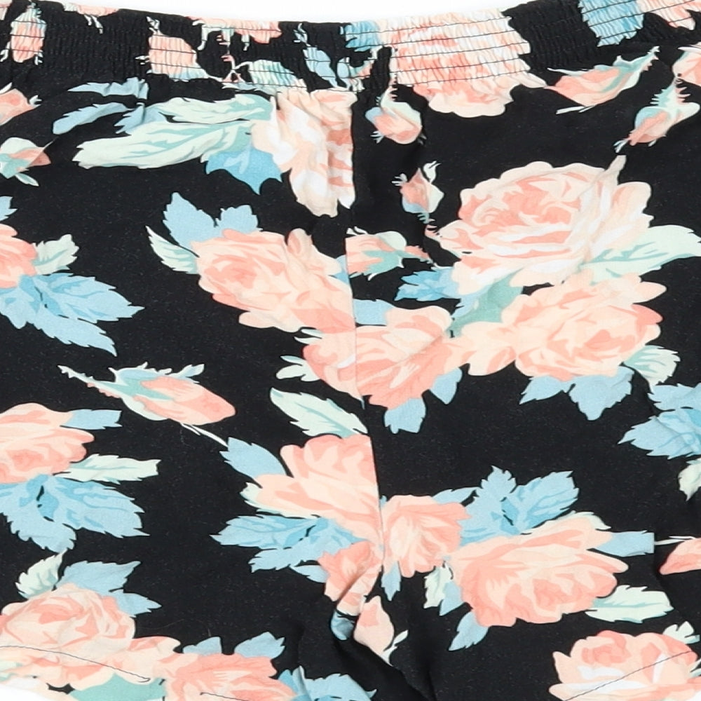 Papaya Womens Black Floral Paperbag Shorts Size 8