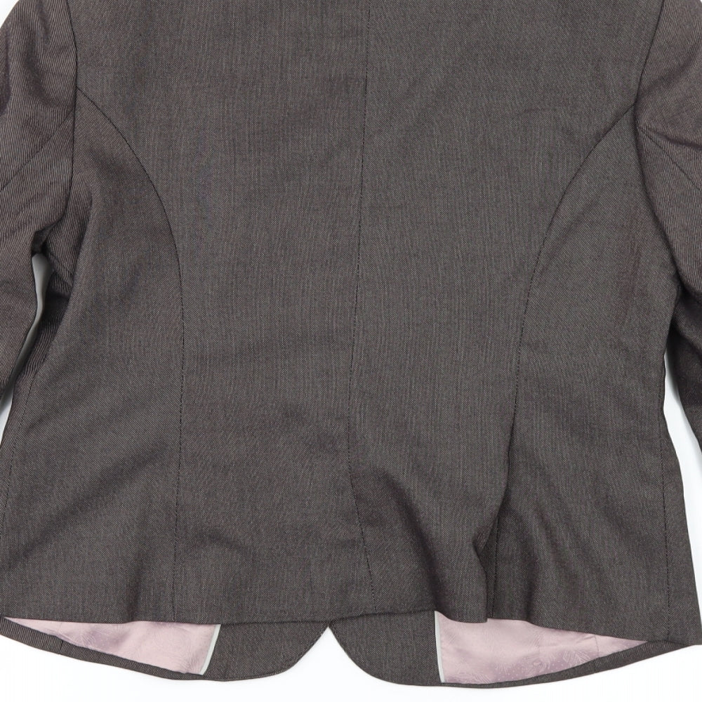 NEXT Womens Brown Herringbone Suit Jacket Size 14