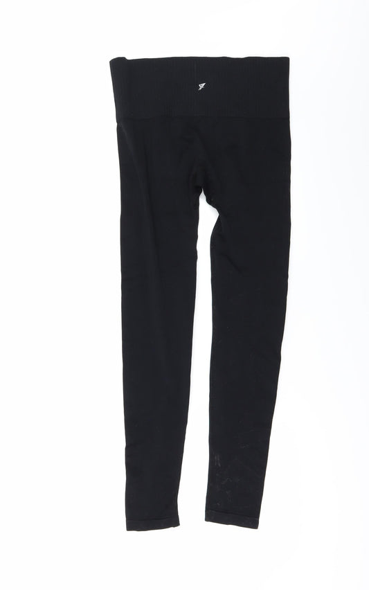 WORKOUT Womens Black Compression Leggings Size S L27 in