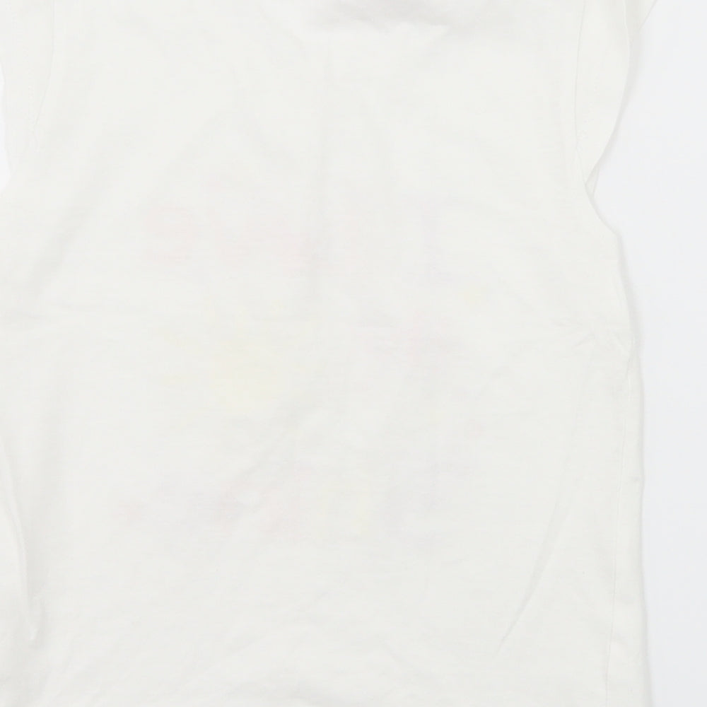 Brand and care label for Young Dimension girls’ white jersey basic t-shirt, size 7-8, years - i love sunshine