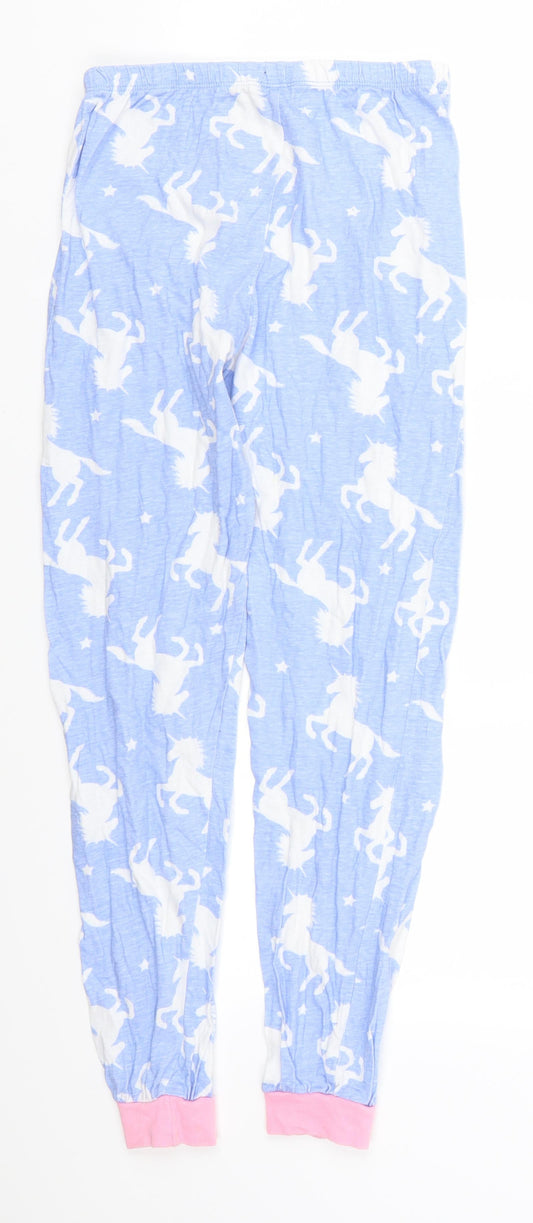 Preworn Girls Blue Animal Print Sweatpants Trousers Size 12-13 Years - Unicorns Loungewear