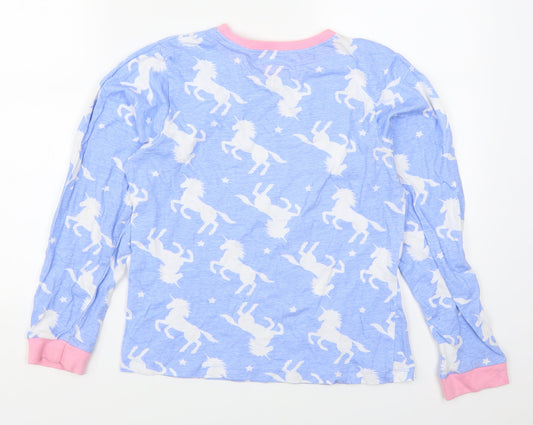 Preworn Girls Blue Animal Print Top Pyjama Top Size 12-13 Years - Unicorns