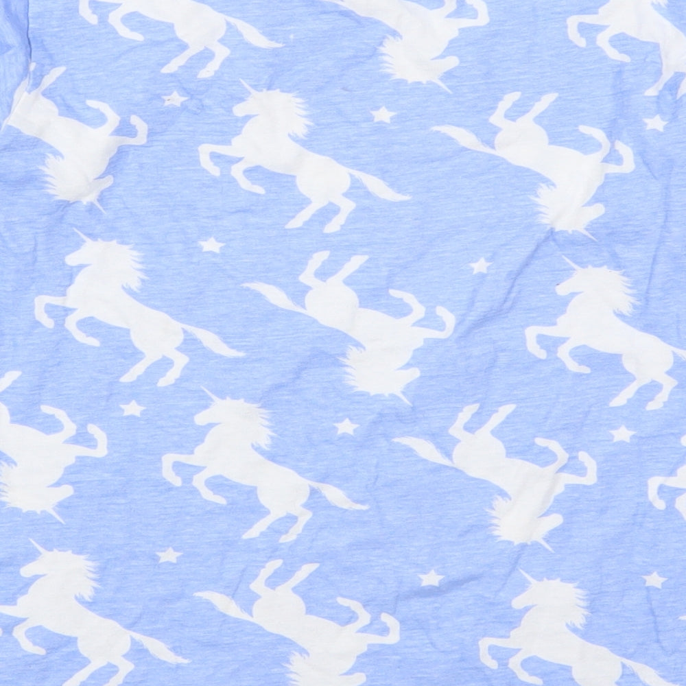 Preworn Girls Blue Animal Print Top Pyjama Top Size 12-13 Years - Unicorns