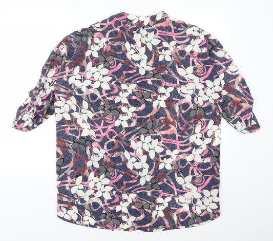 Funk n Soul Womens Blue Floral Basic Blouse Size S