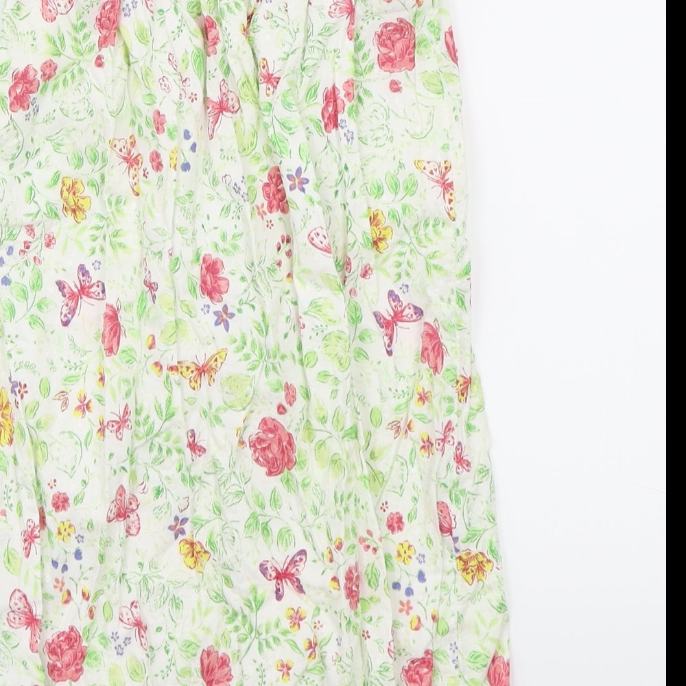 Brand and care label for Mothercare girls’ green floral romper one-piece, size 4-5, years