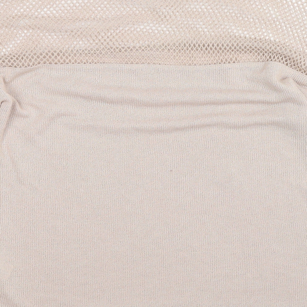 Brand and care label for River Island women’s beige knit jumper, size UK 12